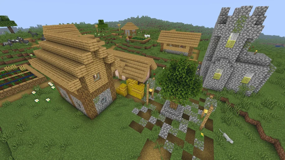 Minecraft Village with Tea Shaders