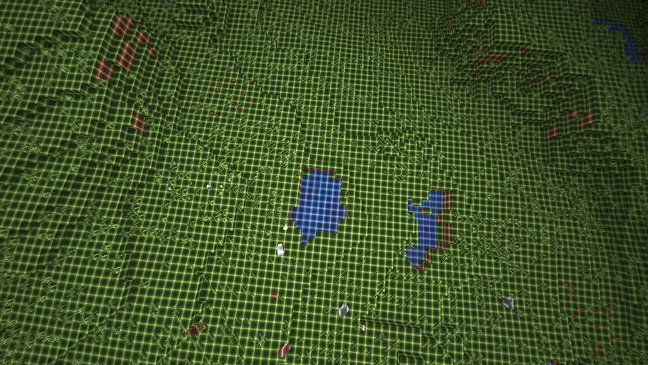 Grid overlay on Minecraft Plains
