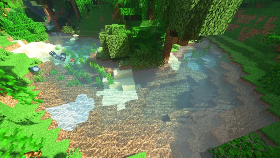 River in Minecraft Jungle with SEUS PTGI shaders
