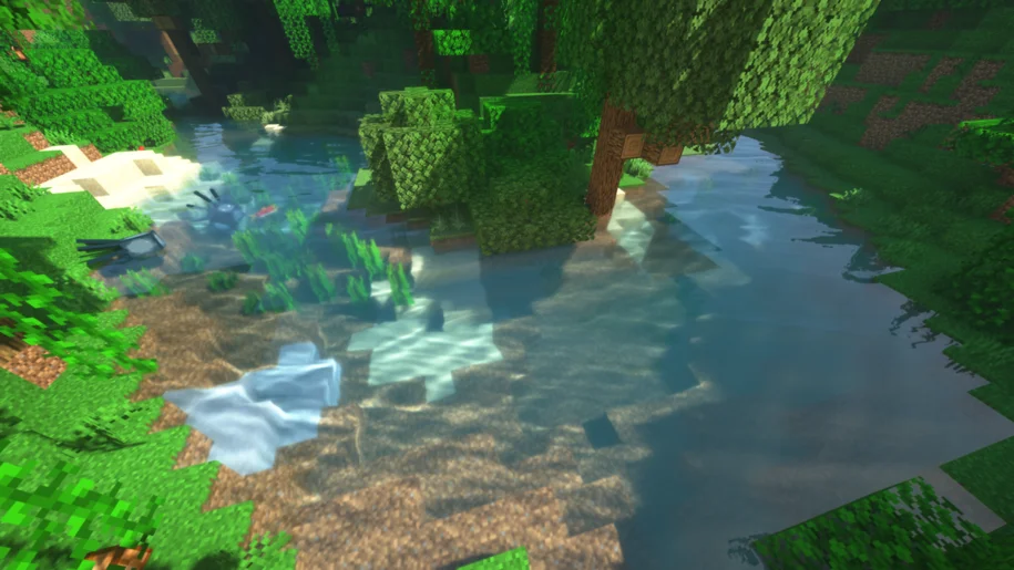 River in Minecraft Jungle with SEUS Renewed shaders
