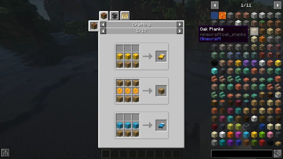 Just Enough Items Mod showing item uses