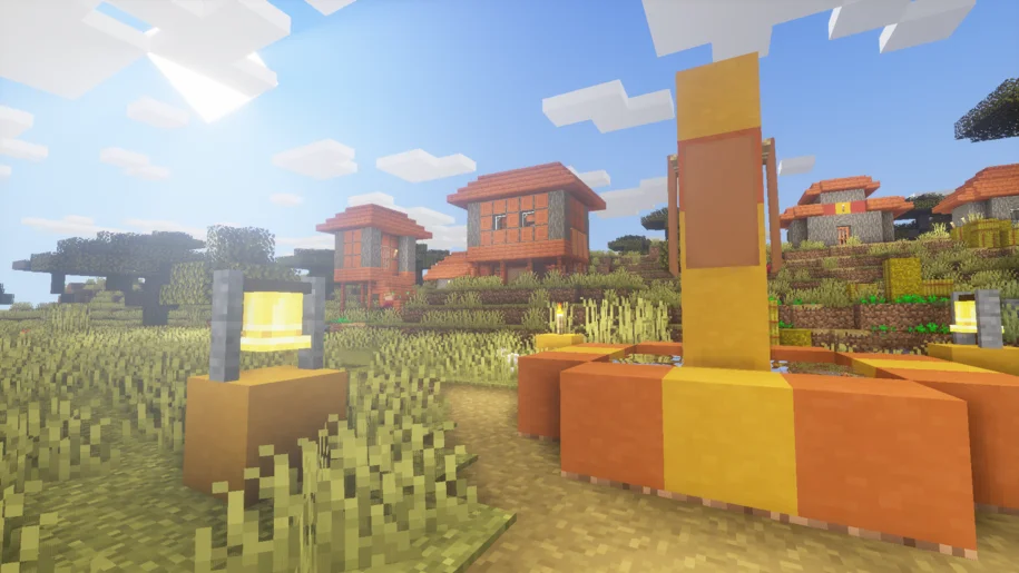 Minecraft savannah village with DrDestens Shaders