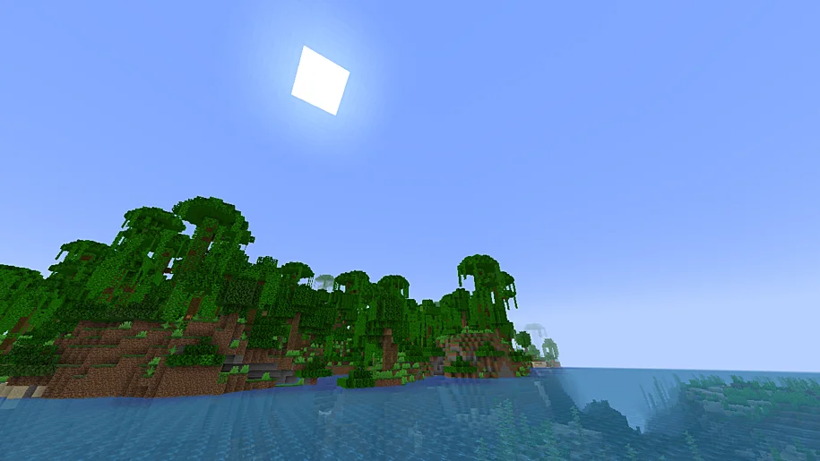 Minecraft ocean with Jungle biome in the background