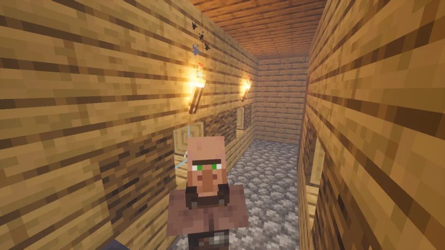 Minecraft Villager inside a Smithing House with Kappa Shaders