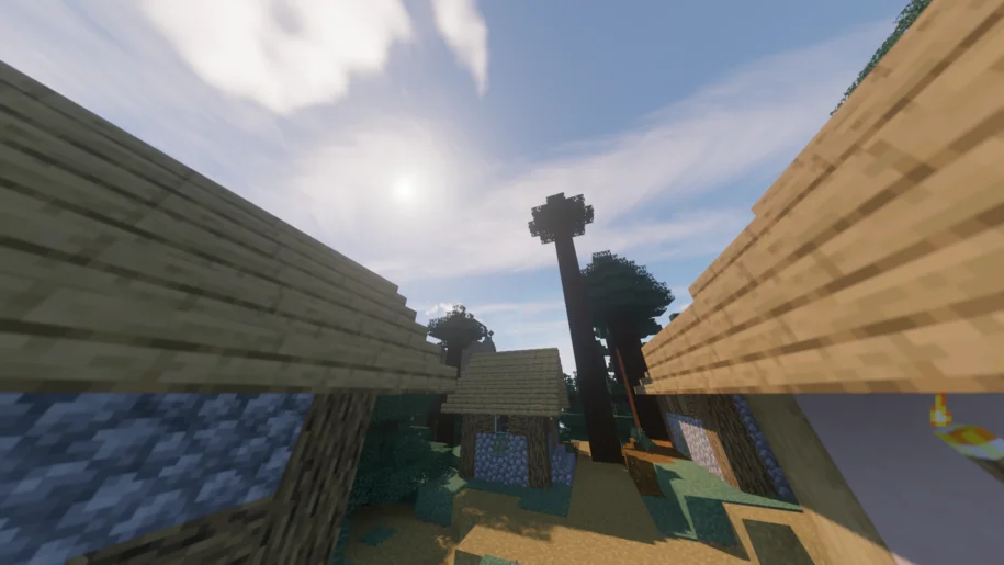 Minecraft village with Continuum shaders