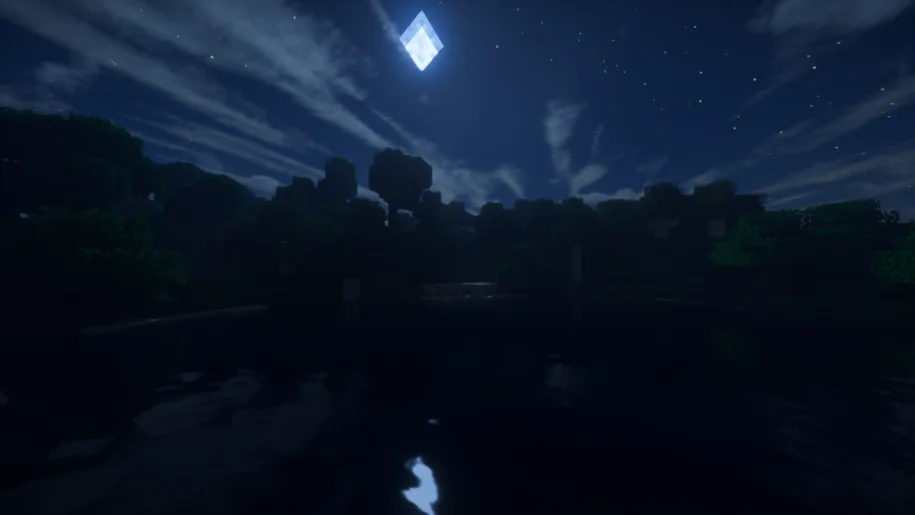Lake in Minecraft at night with UShader