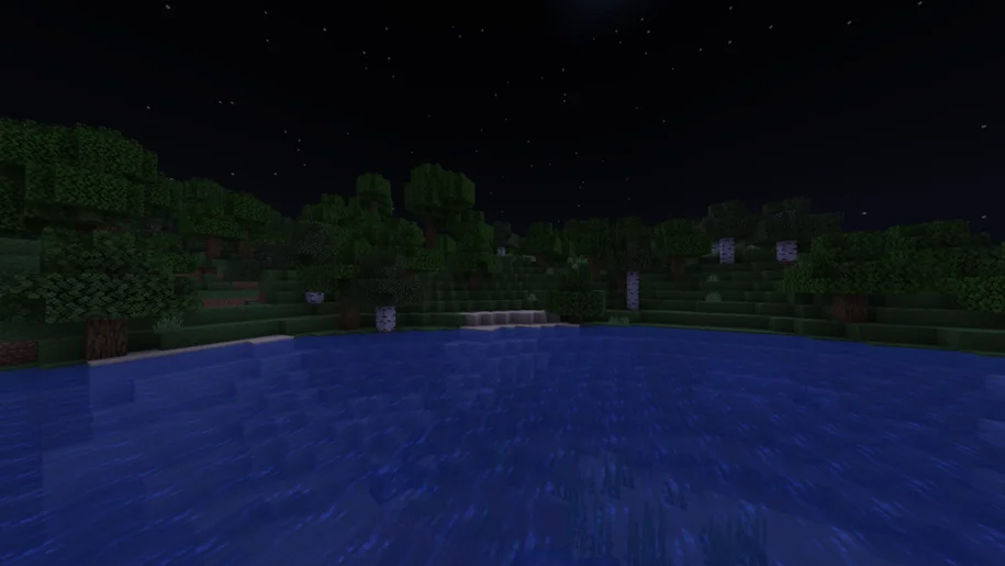 Lake in Minecraft at night